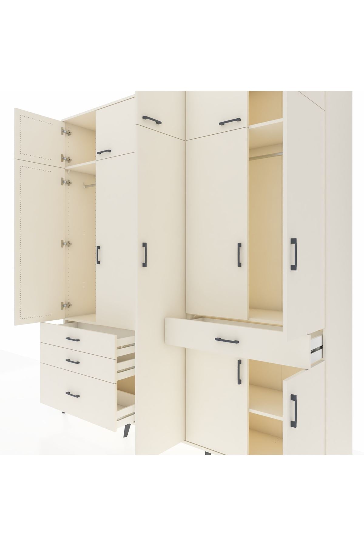 Hyperion Dolap 11 Raflı 4 Çekmeceli 2 Askılı 220x44x243 - S553M055V04B