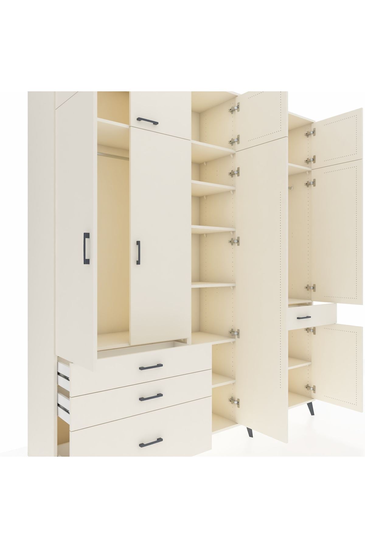 Hyperion Dolap 11 Raflı 4 Çekmeceli 2 Askılı 220x44x243 - S553M055V04B