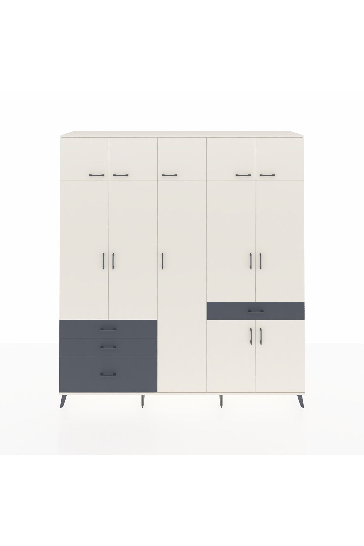 Hyperion Dolap 11 Raflı 4 Çekmeceli 2 Askılı 220x44x243 - S553M055V05B