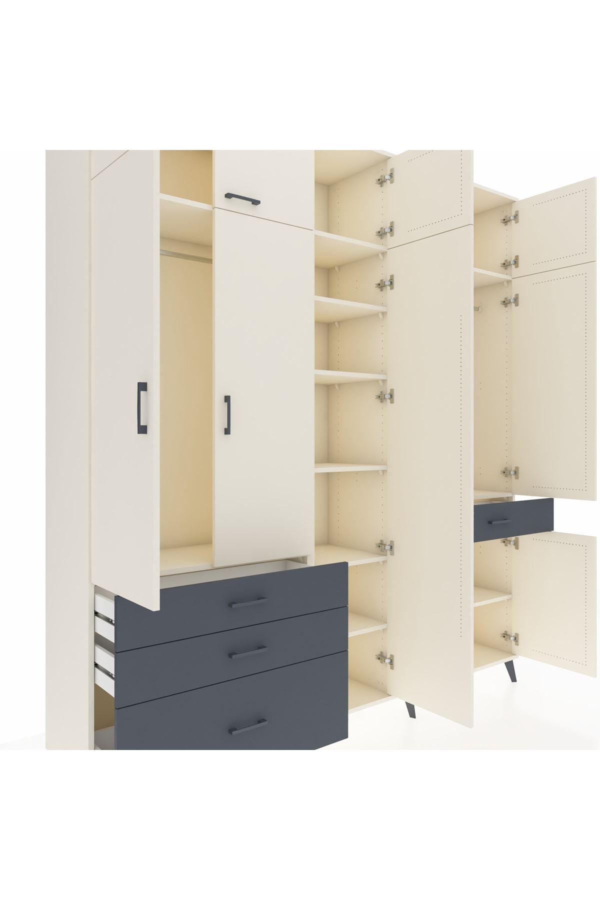 Hyperion Dolap 11 Raflı 4 Çekmeceli 2 Askılı 220x44x243 - S553M055V05B