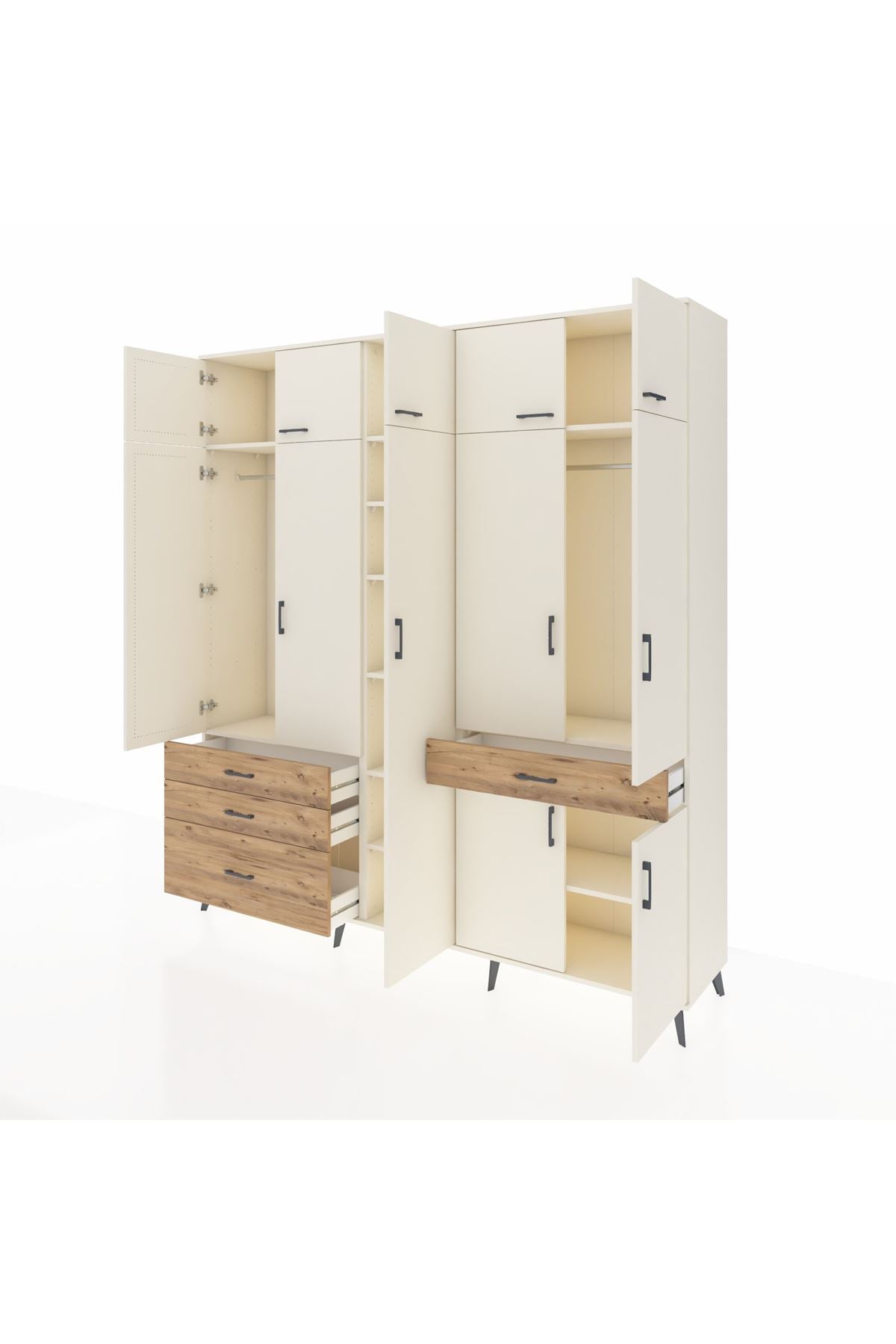 Hyperion Dolap 11 Raflı 4 Çekmeceli 2 Askılı 220x44x243 - S553M055V06B