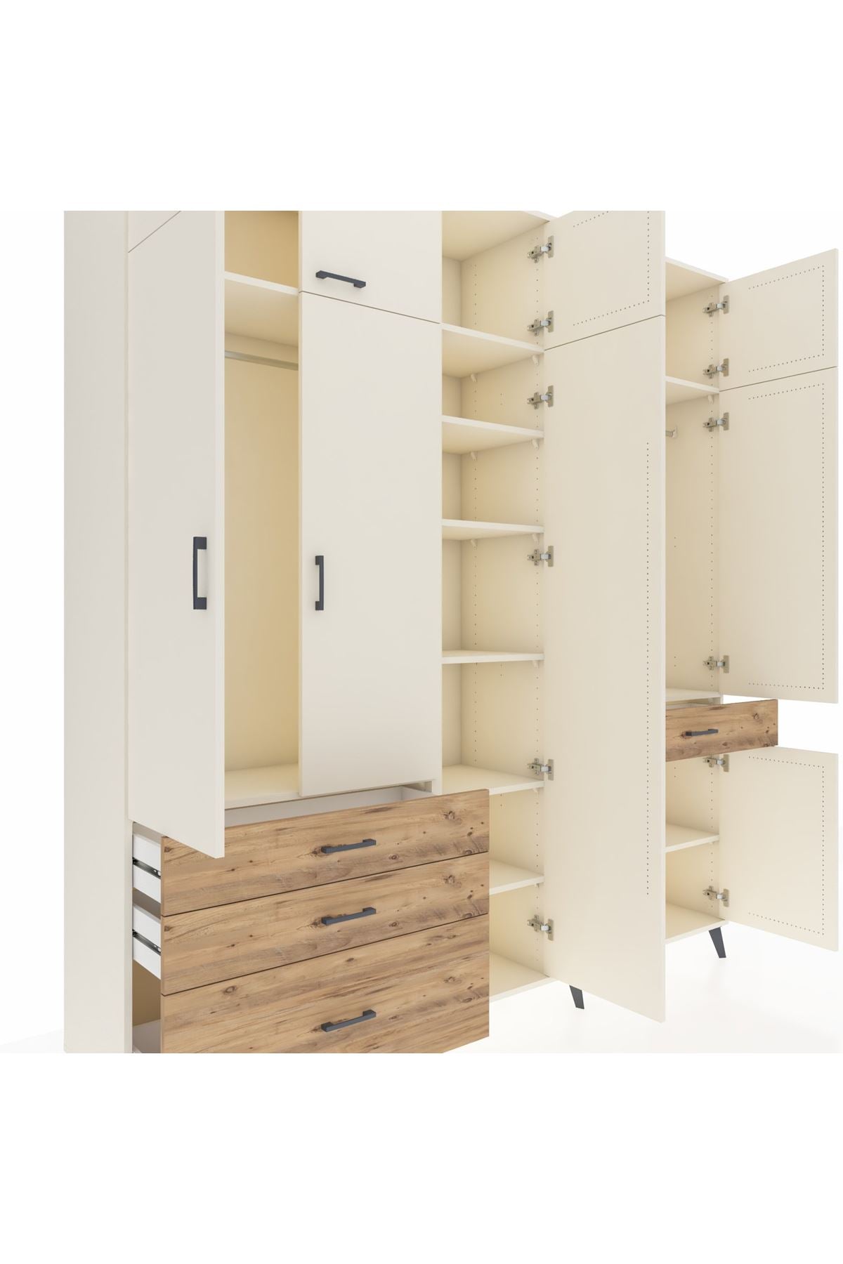 Hyperion Dolap 11 Raflı 4 Çekmeceli 2 Askılı 220x44x243 - S553M055V06B