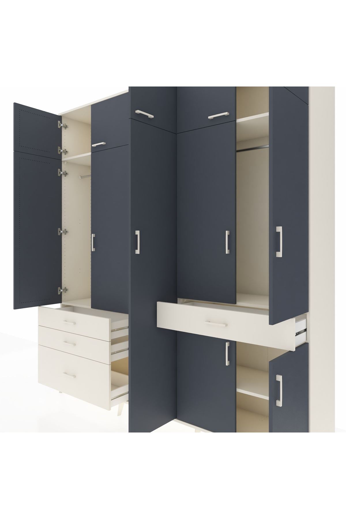 Hyperion Dolap 11 Raflı 4 Çekmeceli 2 Askılı 220x44x243 - S553M055V07B