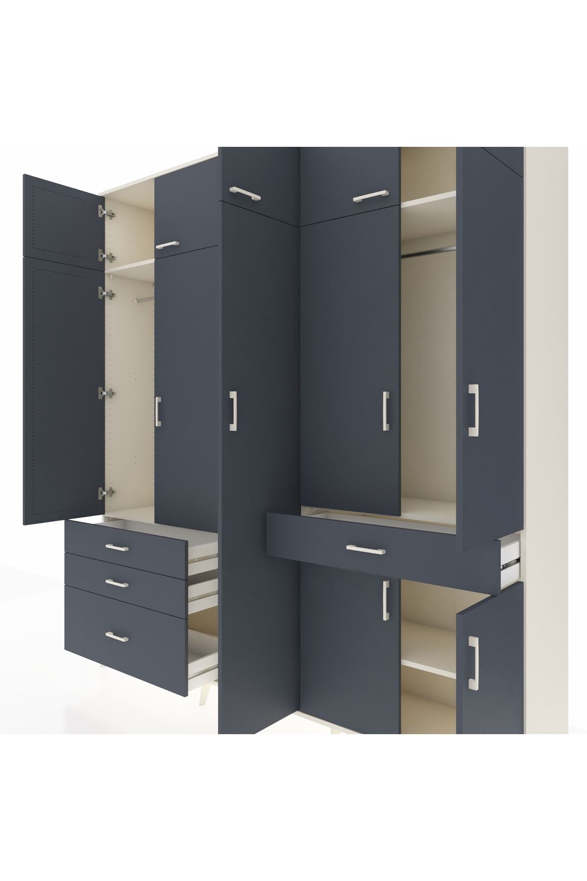 Hyperion Dolap 11 Raflı 4 Çekmeceli 2 Askılı 220x44x243 - S553M055V08B