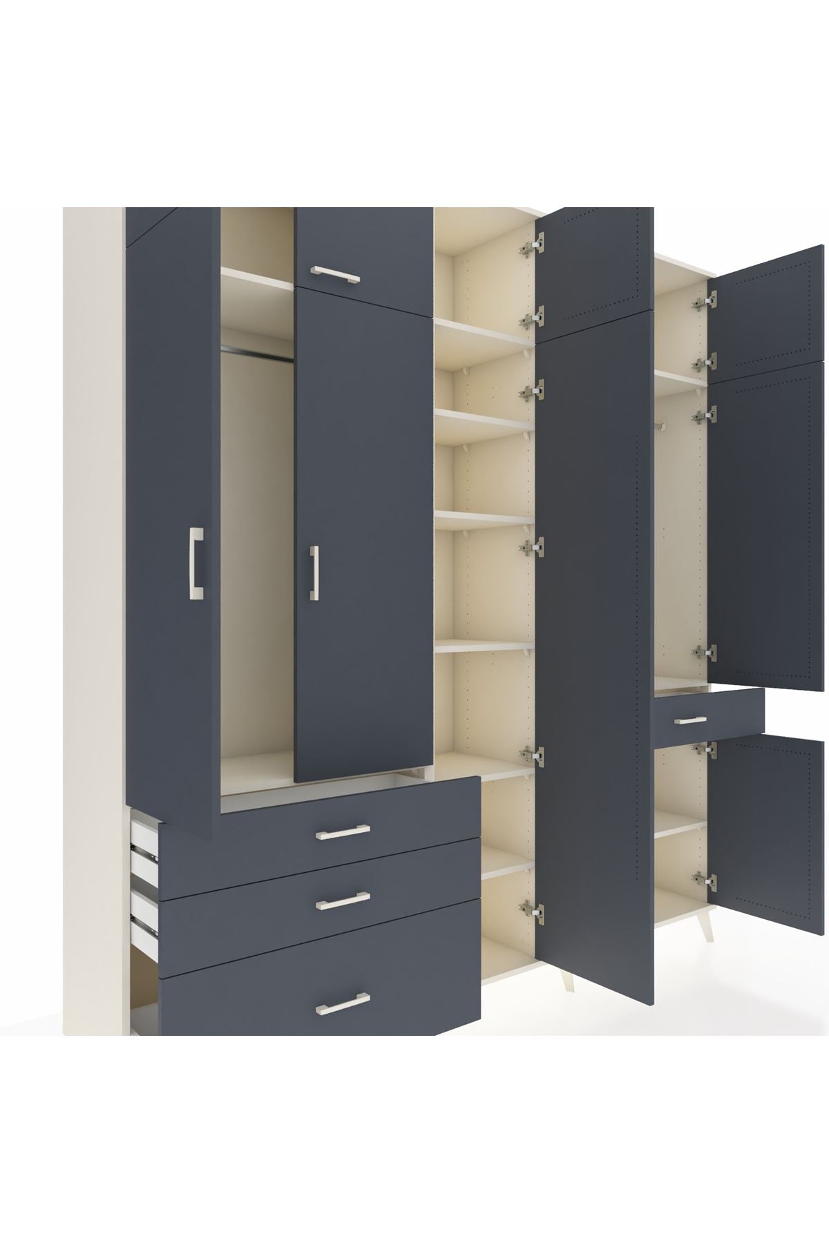 Hyperion Dolap 11 Raflı 4 Çekmeceli 2 Askılı 220x44x243 - S553M055V08B