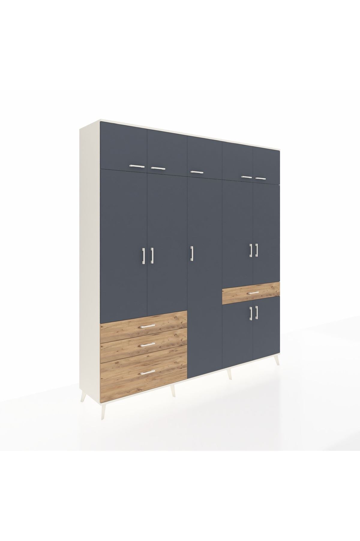 Hyperion Dolap 11 Raflı 4 Çekmeceli 2 Askılı 220x44x243 - S553M055V09B