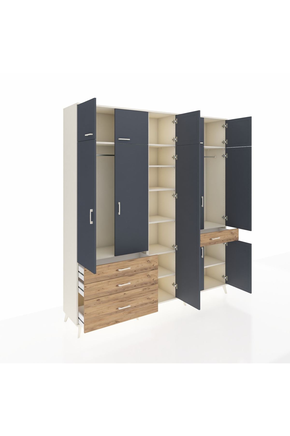 Hyperion Dolap 11 Raflı 4 Çekmeceli 2 Askılı 220x44x243 - S553M055V09B