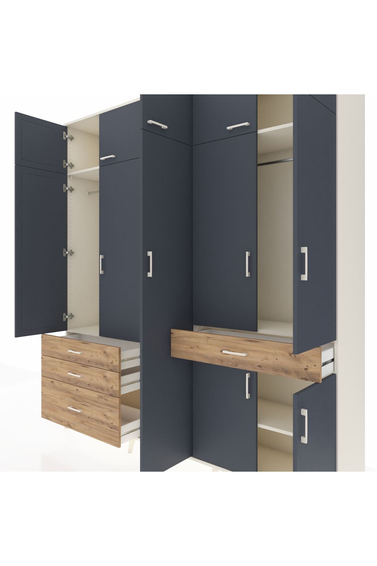 Hyperion Dolap 11 Raflı 4 Çekmeceli 2 Askılı 220x44x243 - S553M055V09B