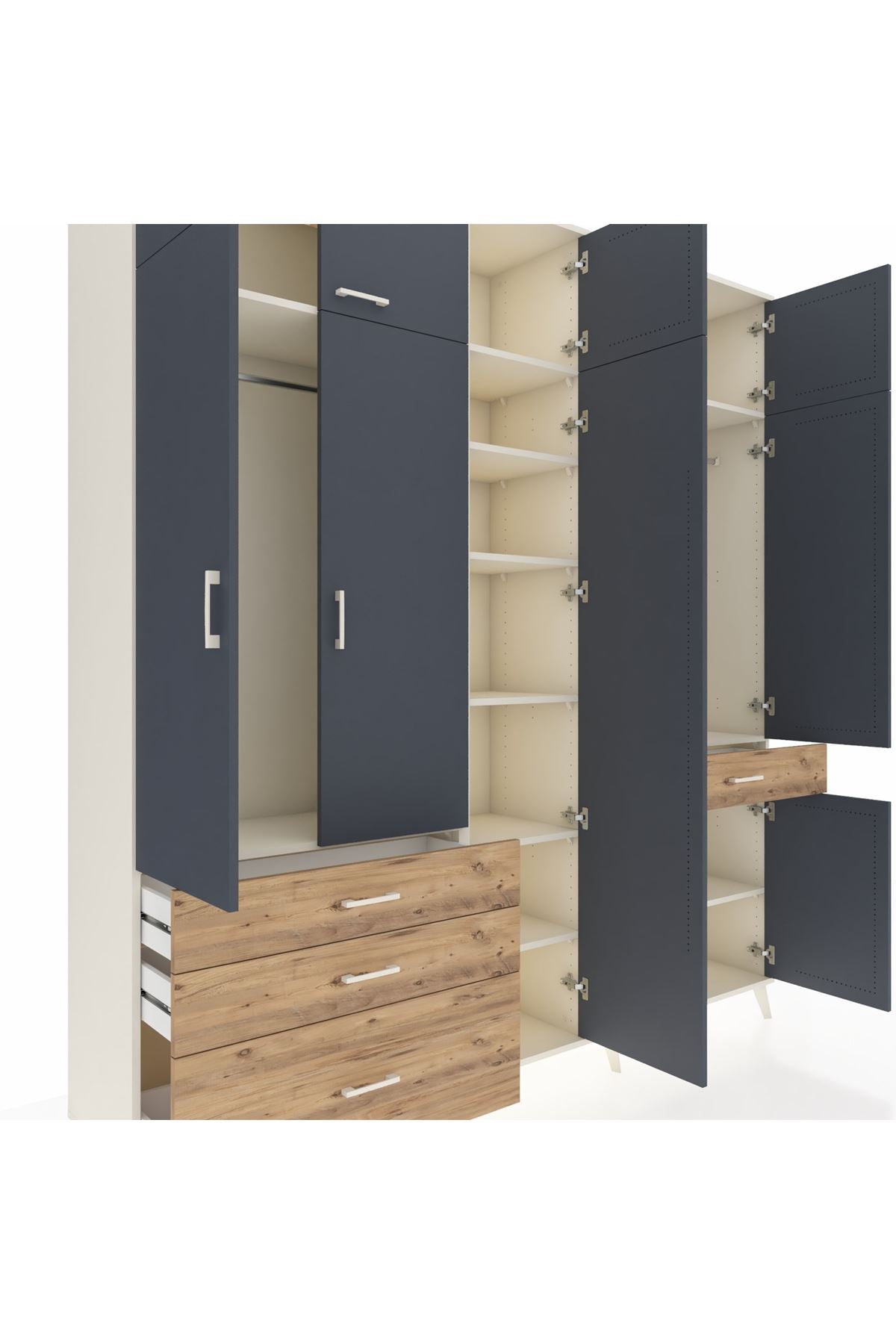 Hyperion Dolap 11 Raflı 4 Çekmeceli 2 Askılı 220x44x243 - S553M055V09B