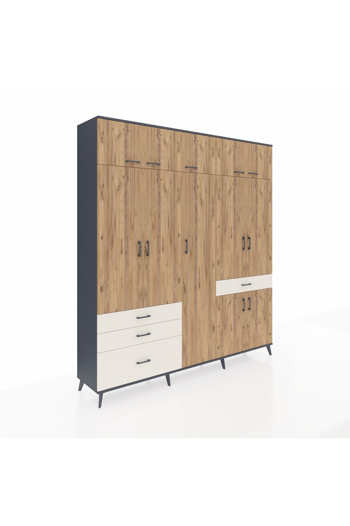 Hyperion Dolap 11 Raflı 4 Çekmeceli 2 Askılı 220x44x243 - S553M055V10B