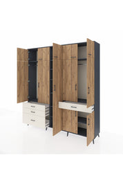 Hyperion Dolap 11 Raflı 4 Çekmeceli 2 Askılı 220x44x243 - S553M055V10B