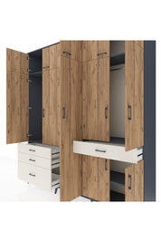 Hyperion Dolap 11 Raflı 4 Çekmeceli 2 Askılı 220x44x243 - S553M055V10B