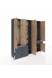 Hyperion Dolap 11 Raflı 4 Çekmeceli 2 Askılı 220x44x243 - S553M055V11B