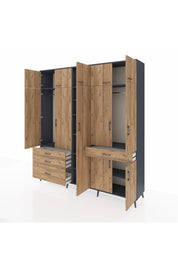 Hyperion Dolap 11 Raflı 4 Çekmeceli 2 Askılı 220x44x243 - S553M055V12B