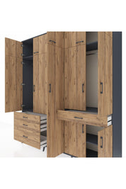 Hyperion Dolap 11 Raflı 4 Çekmeceli 2 Askılı 220x44x243 - S553M055V12B