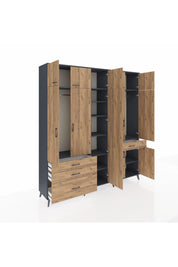 Hyperion Dolap 11 Raflı 4 Çekmeceli 2 Askılı 220x44x243 - S553M055V12B