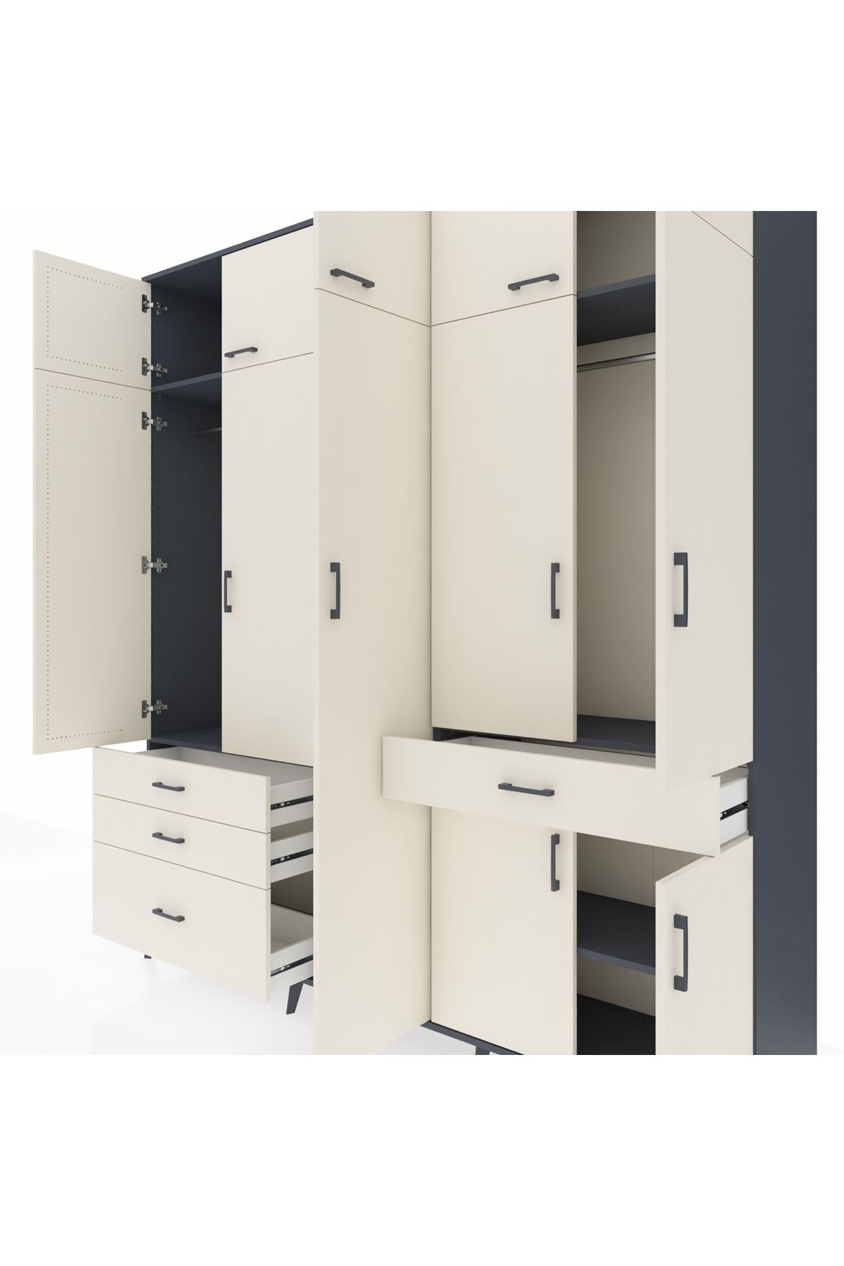 Hyperion Dolap 11 Raflı 4 Çekmeceli 2 Askılı 220x44x243 - S553M055V13B