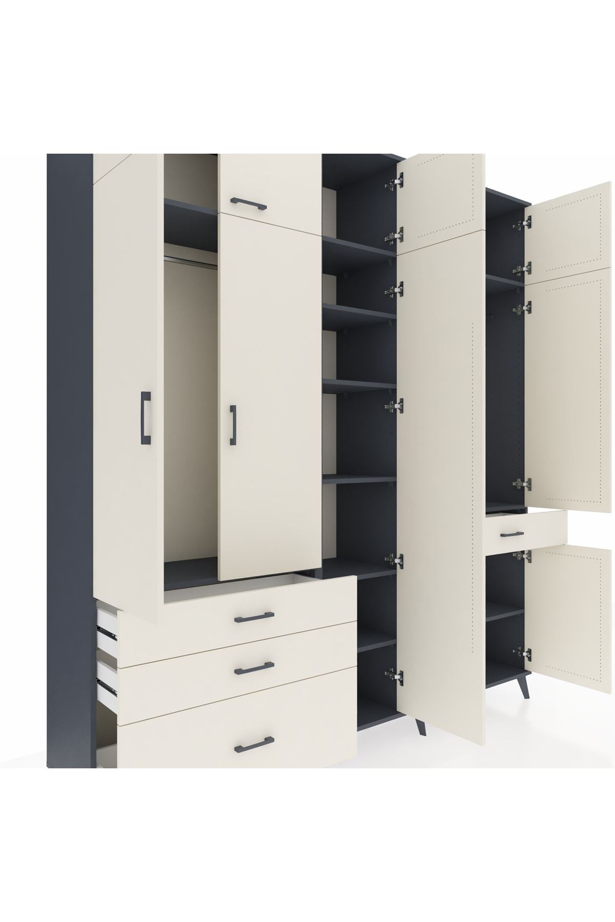 Hyperion Dolap 11 Raflı 4 Çekmeceli 2 Askılı 220x44x243 - S553M055V13B