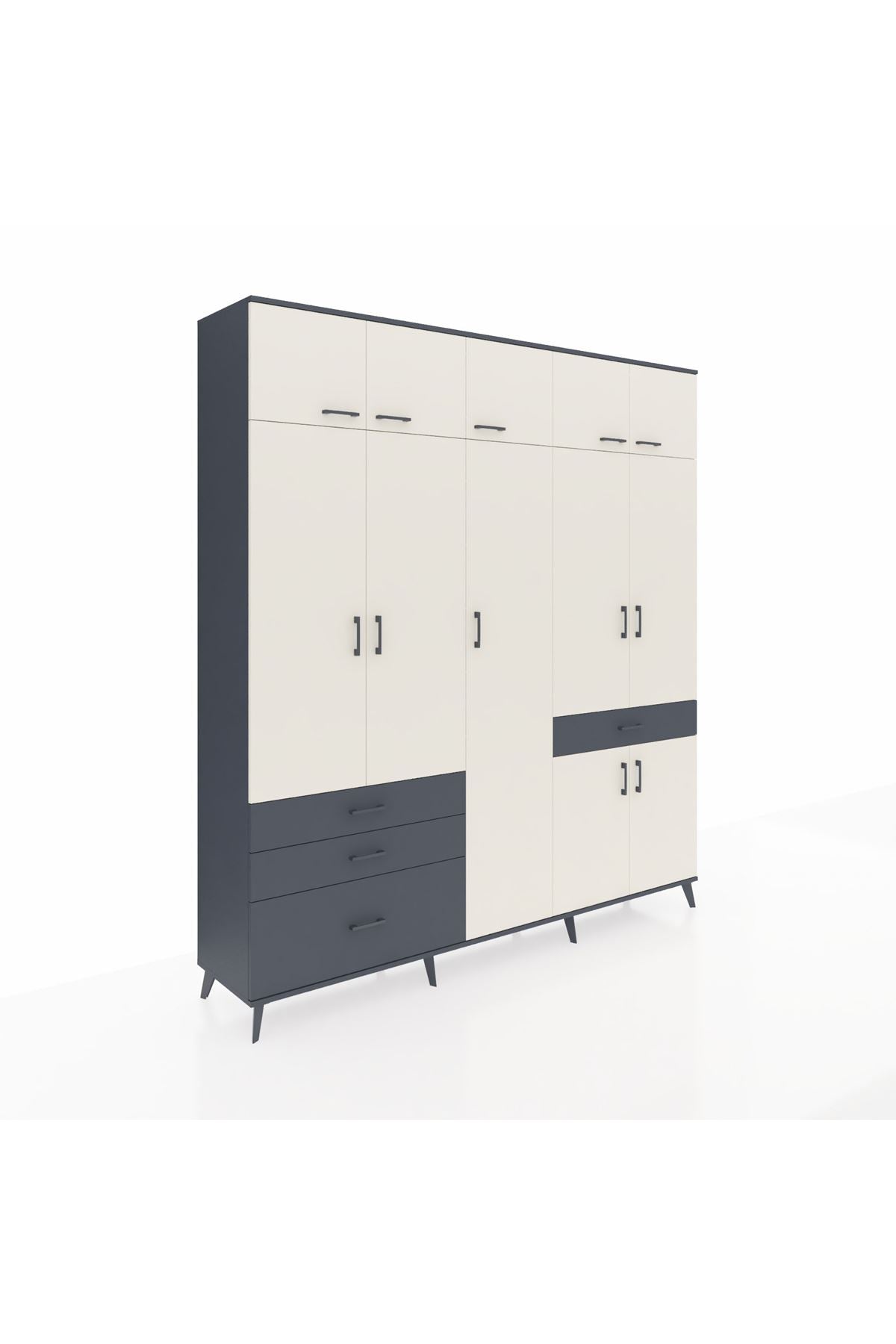 Hyperion Dolap 11 Raflı 4 Çekmeceli 2 Askılı 220x44x243 - S553M055V14B