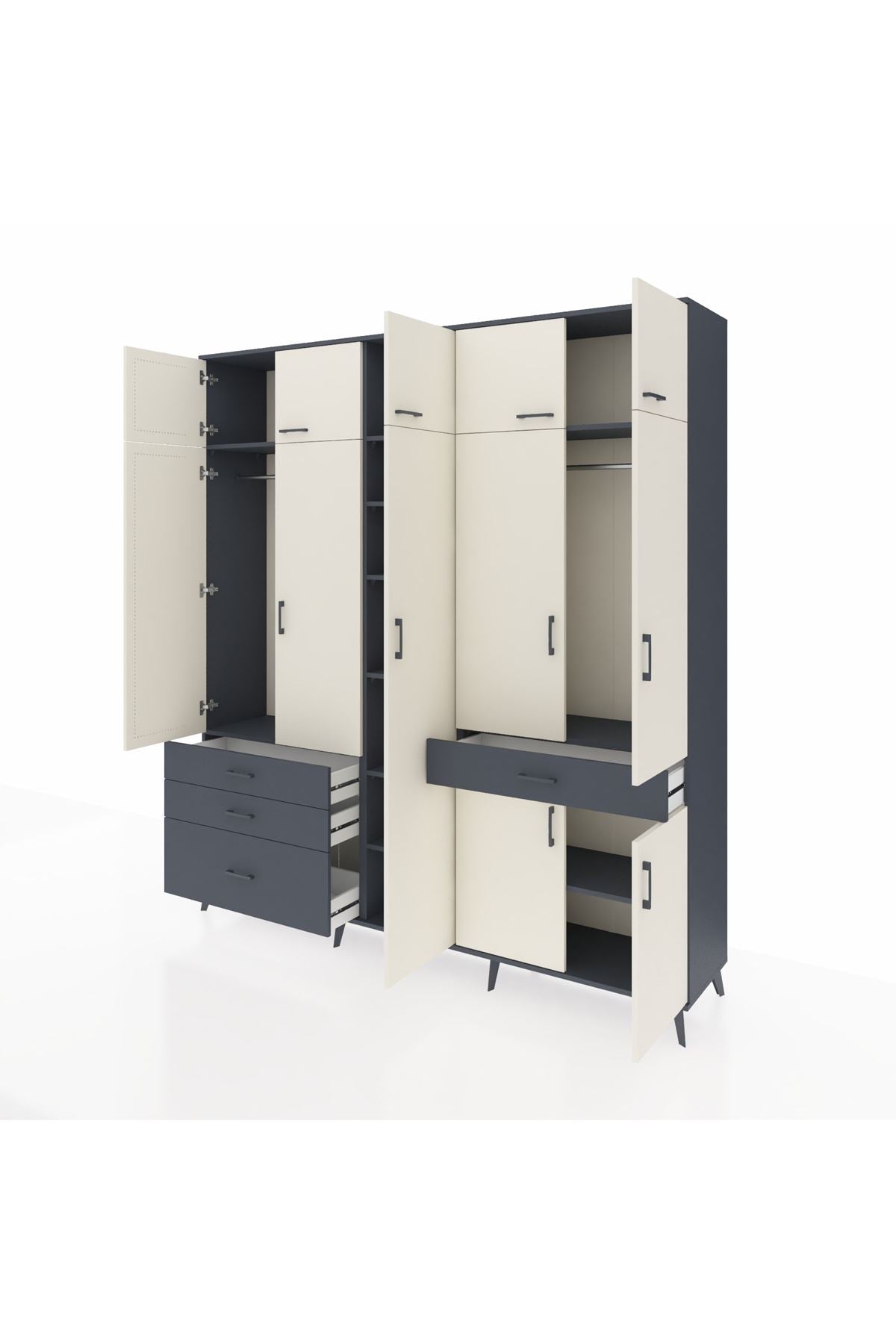 Hyperion Dolap 11 Raflı 4 Çekmeceli 2 Askılı 220x44x243 - S553M055V14B