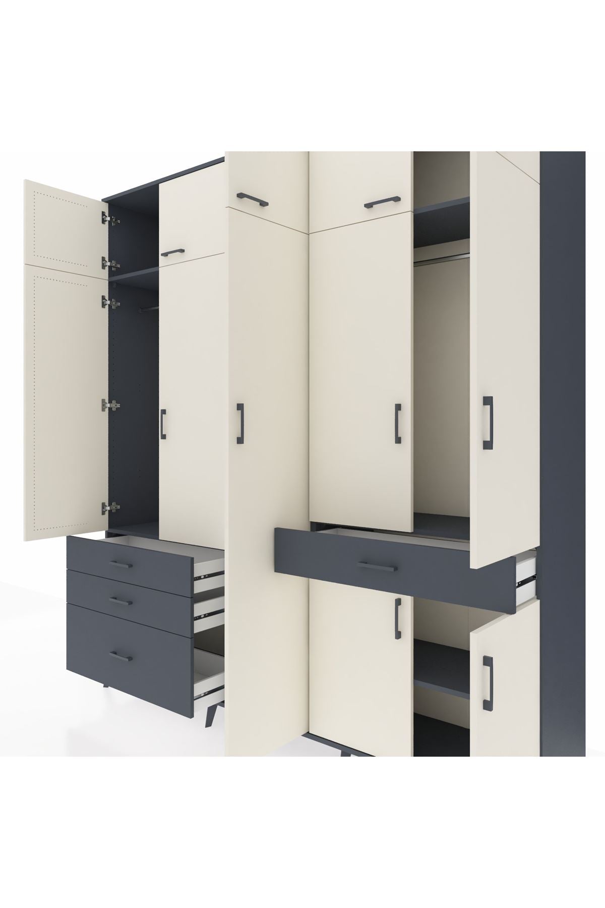 Hyperion Dolap 11 Raflı 4 Çekmeceli 2 Askılı 220x44x243 - S553M055V14B