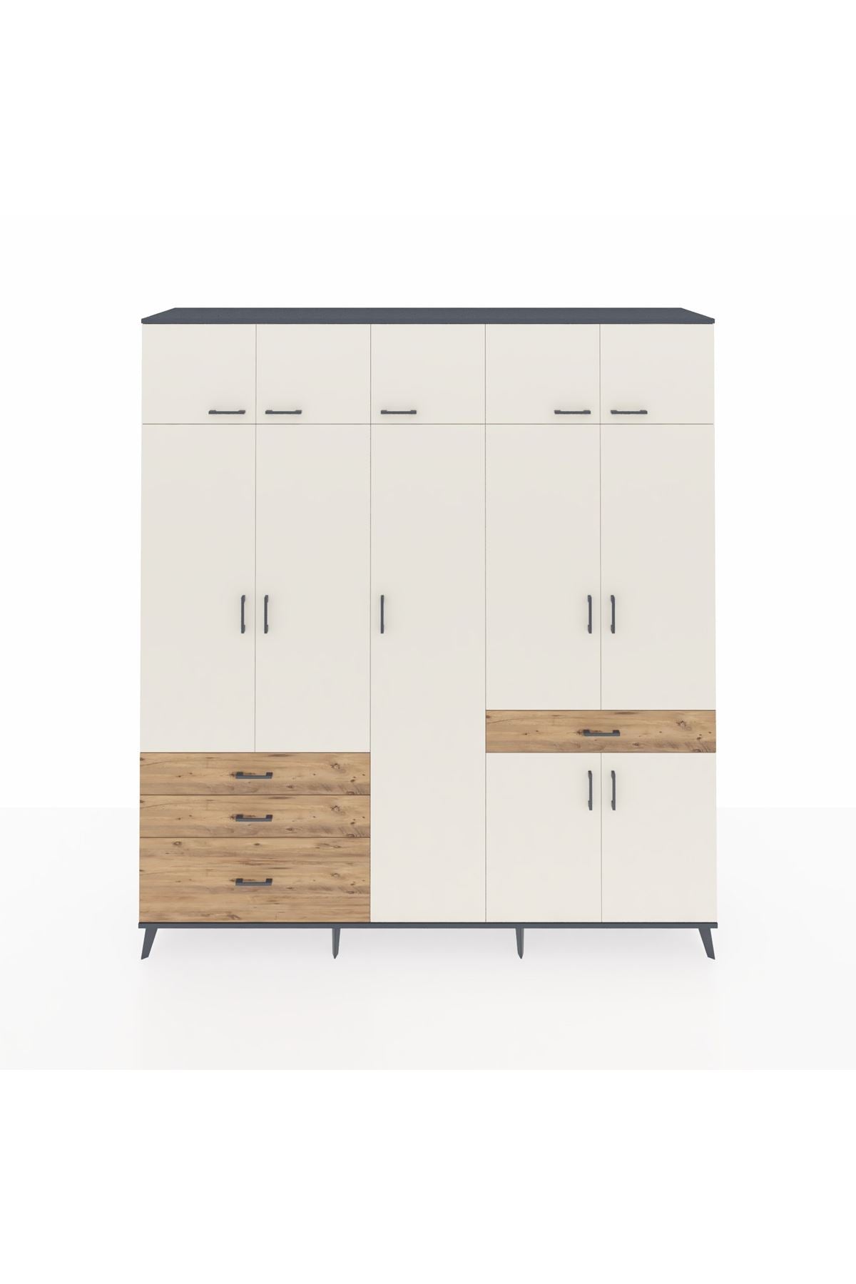 Hyperion Dolap 11 Raflı 4 Çekmeceli 2 Askılı 220x44x243 - S553M055V15B