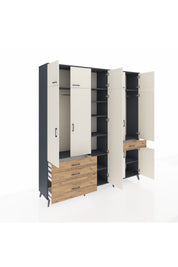 Hyperion Dolap 11 Raflı 4 Çekmeceli 2 Askılı 220x44x243 - S553M055V15B