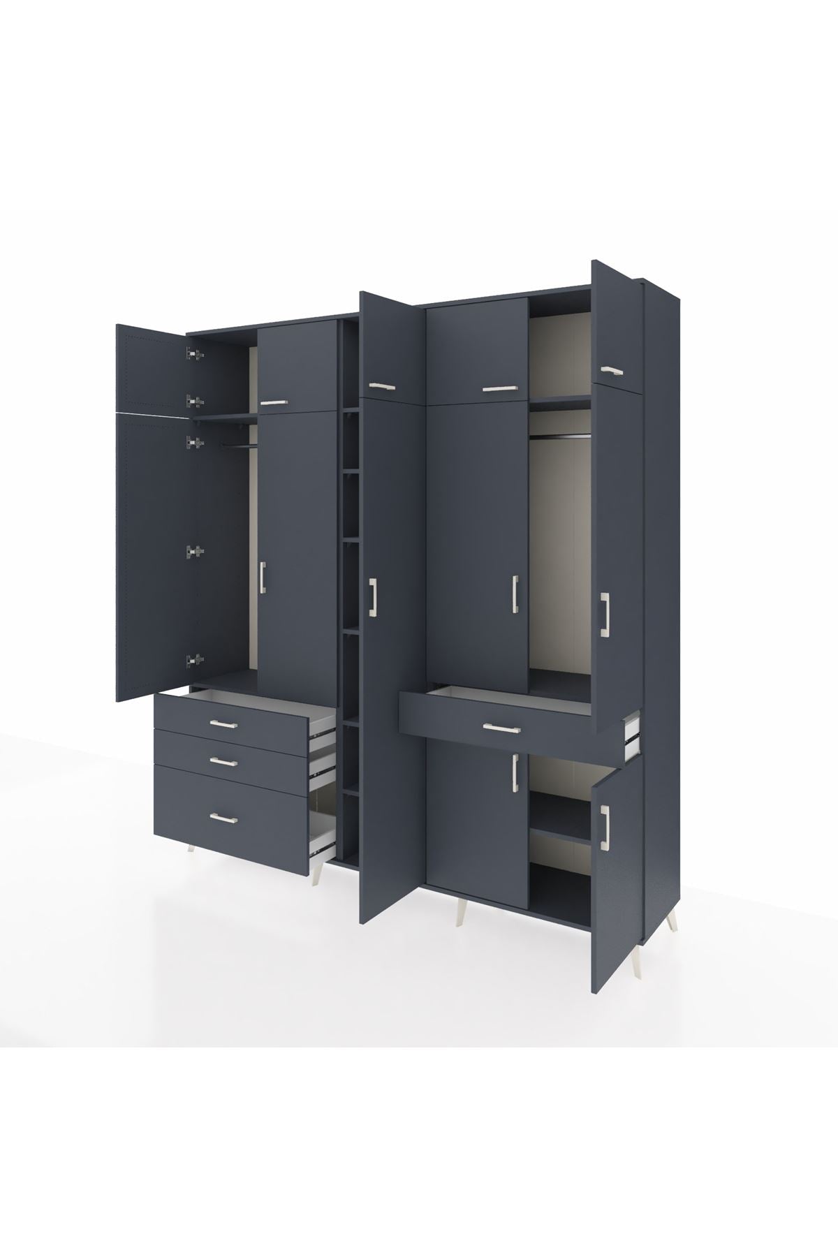 Hyperion Dolap 11 Raflı 4 Çekmeceli 2 Askılı 220x44x243 - S553M055V17B