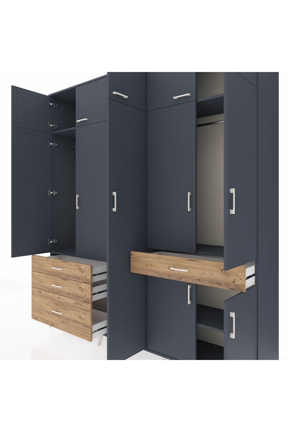 Hyperion Dolap 11 Raflı 4 Çekmeceli 2 Askılı 220x44x243 - S553M055V18B