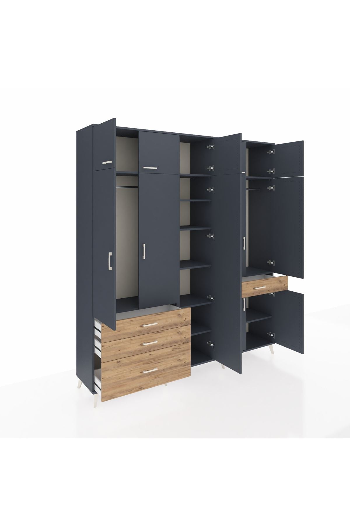 Hyperion Dolap 11 Raflı 4 Çekmeceli 2 Askılı 220x44x243 - S553M055V18B