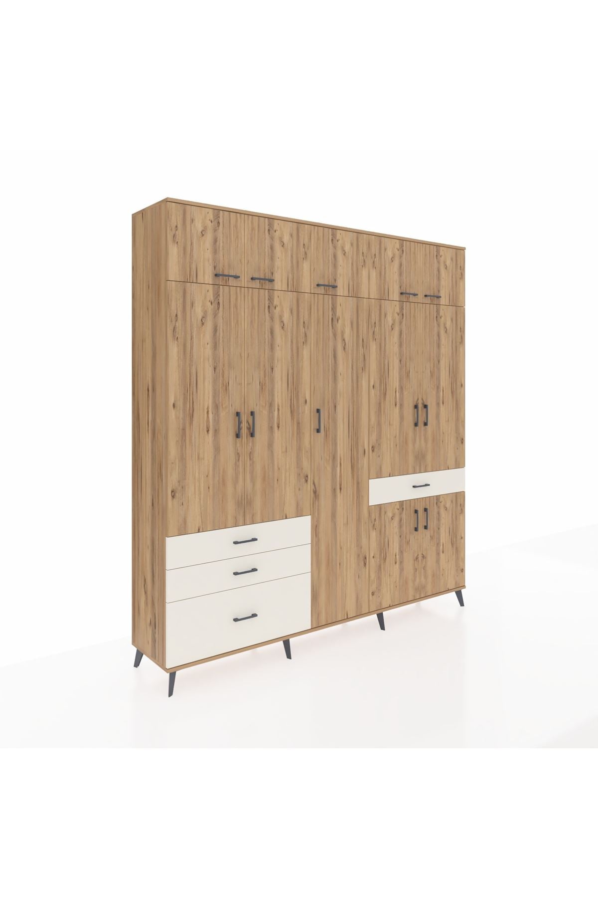 Hyperion Dolap 11 Raflı 4 Çekmeceli 2 Askılı 220x44x243 - S553M055V19B