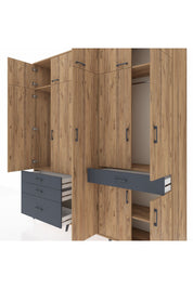 Hyperion Dolap 11 Raflı 4 Çekmeceli 2 Askılı 220x44x243 - S553M055V20B