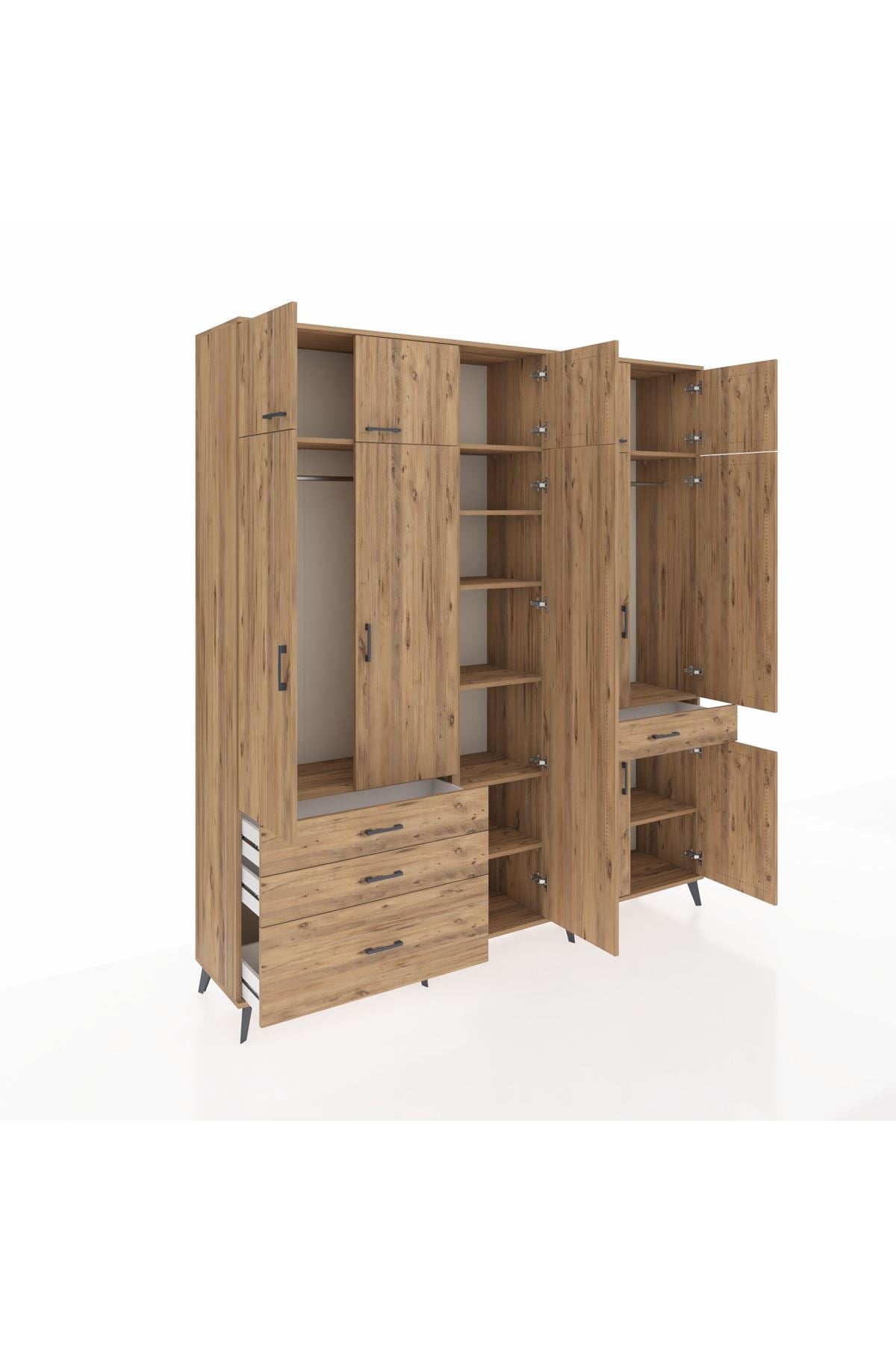 Hyperion Dolap 11 Raflı 4 Çekmeceli 2 Askılı 220x44x243 - S553M055V21B