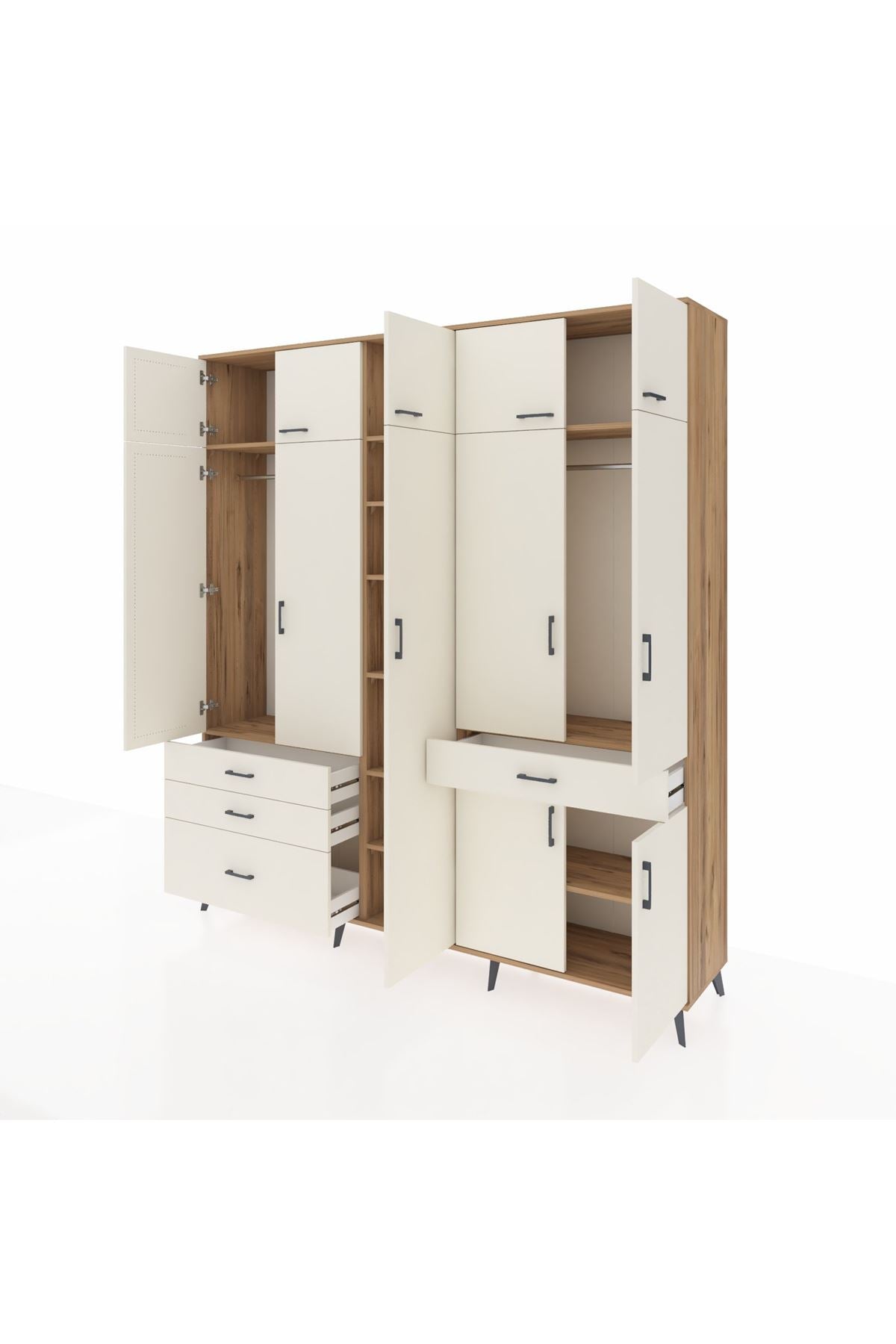 Hyperion Dolap 11 Raflı 4 Çekmeceli 2 Askılı 220x44x243 - S553M055V22B