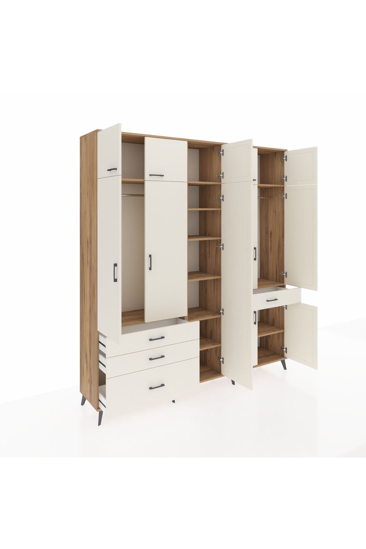 Hyperion Dolap 11 Raflı 4 Çekmeceli 2 Askılı 220x44x243 - S553M055V22B