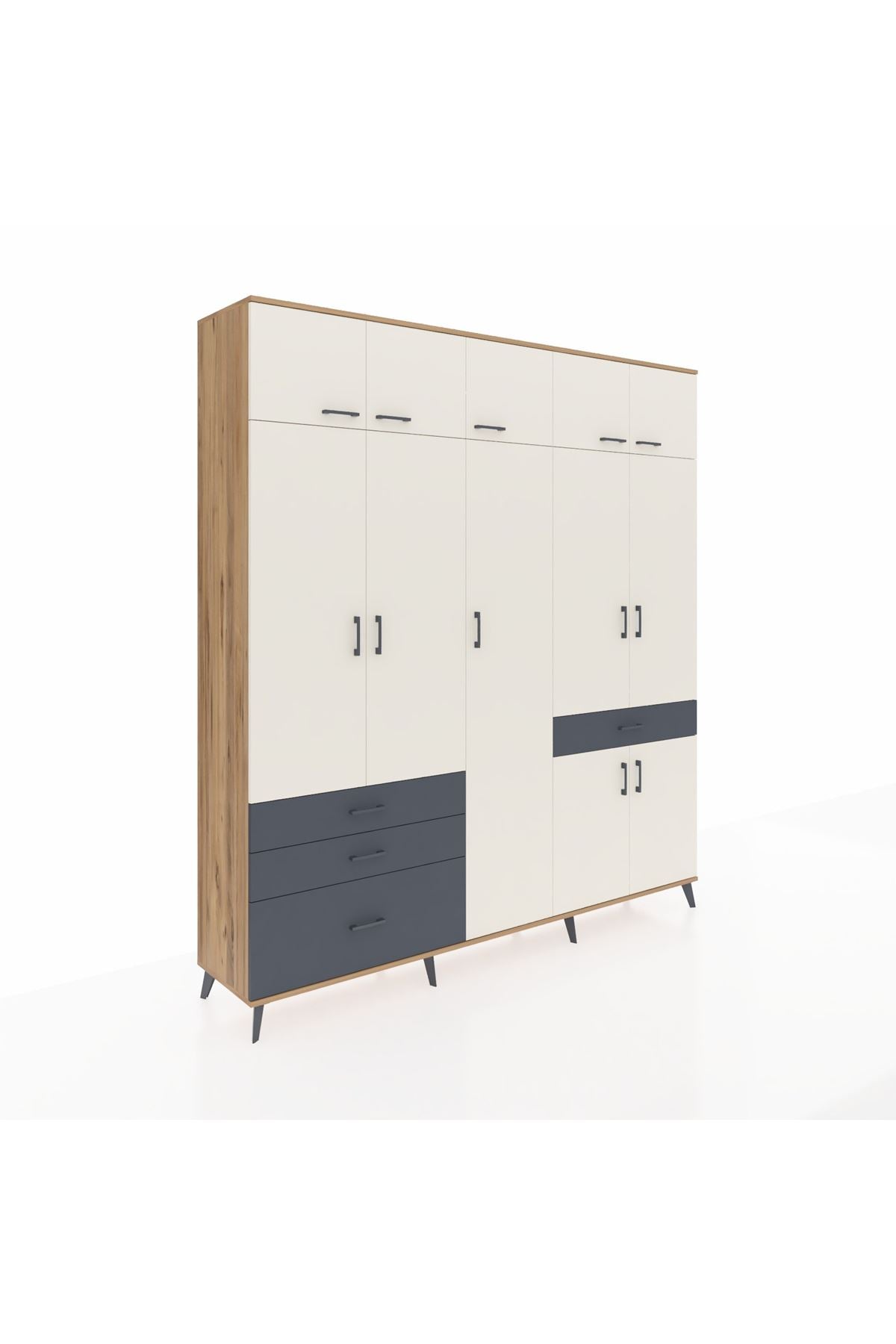 Hyperion Dolap 11 Raflı 4 Çekmeceli 2 Askılı 220x44x243 - S553M055V23B