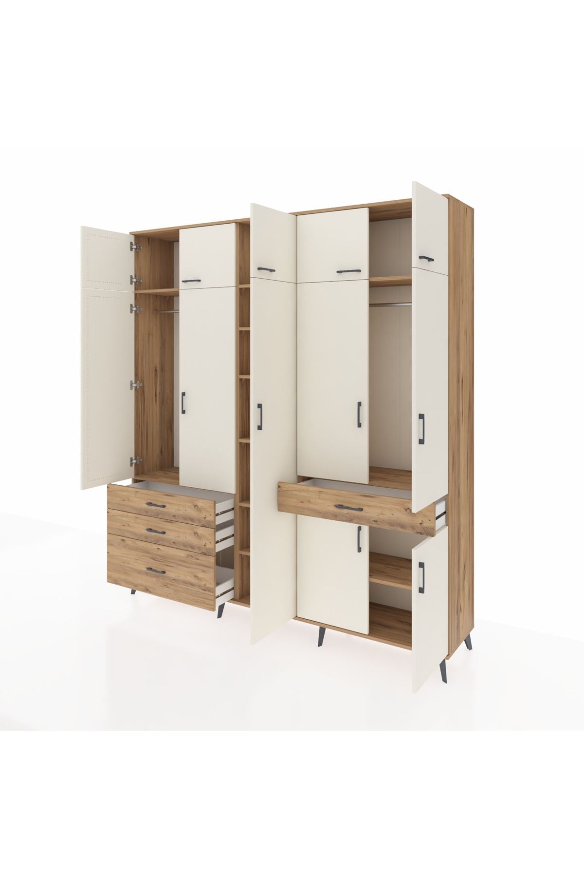 Hyperion Dolap 11 Raflı 4 Çekmeceli 2 Askılı 220x44x243 - S553M055V24B