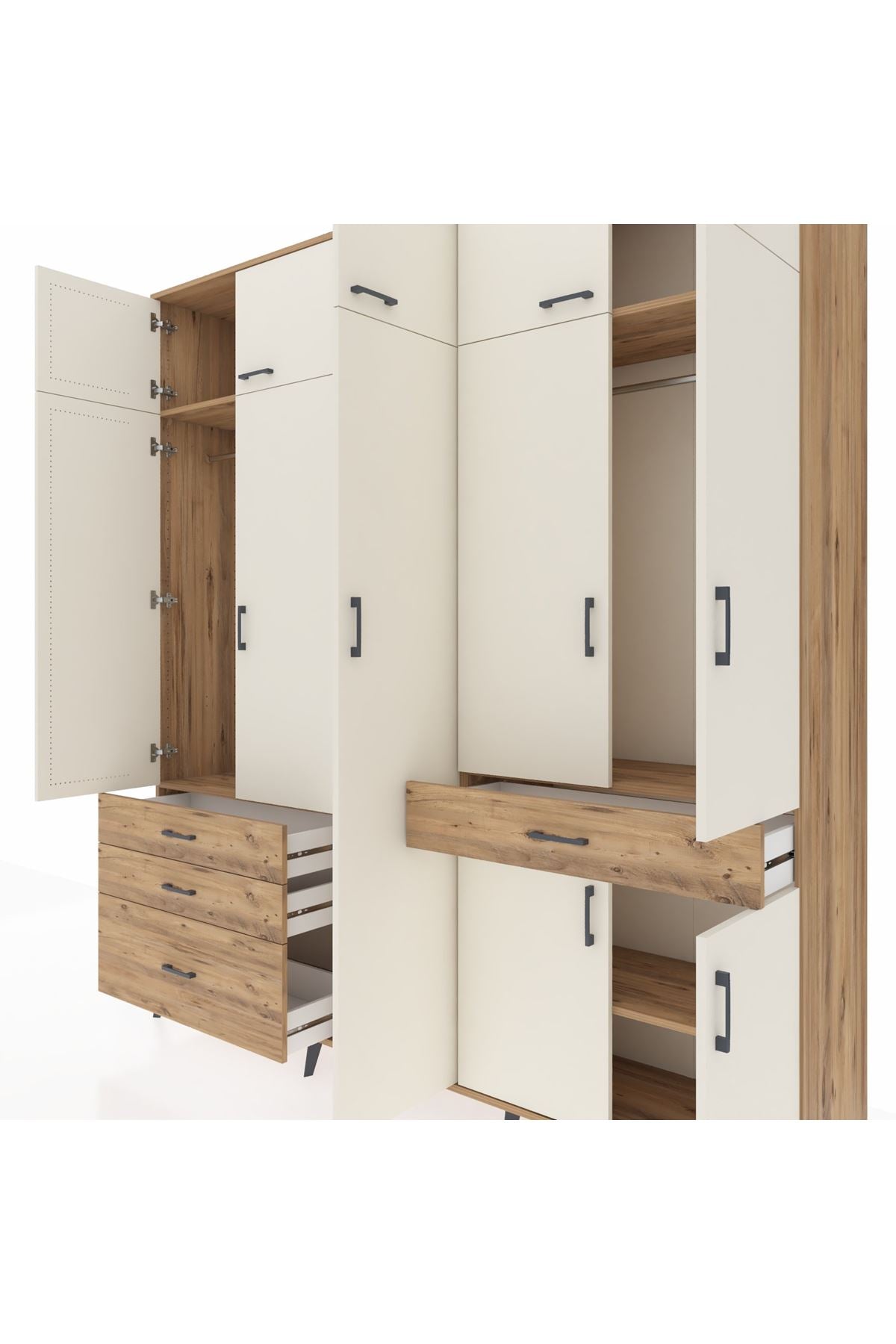 Hyperion Dolap 11 Raflı 4 Çekmeceli 2 Askılı 220x44x243 - S553M055V24B