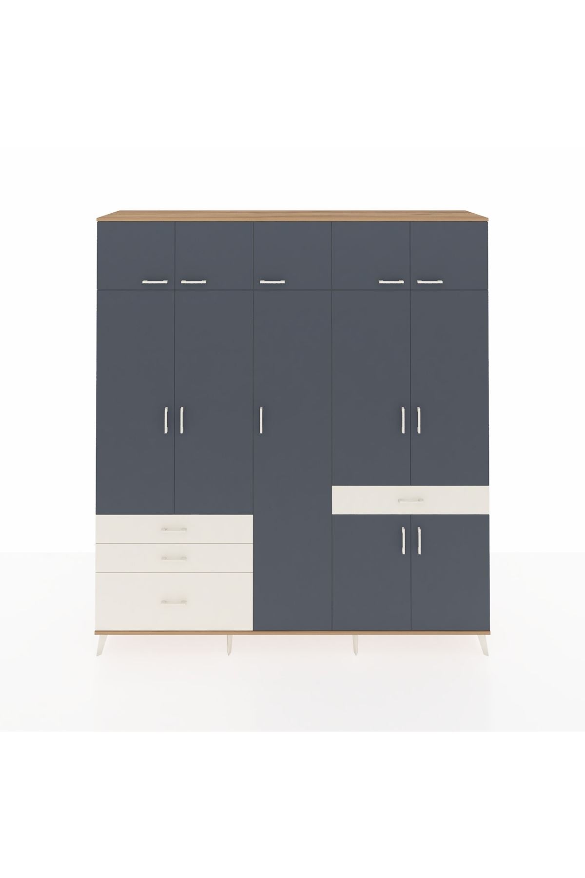 Hyperion Dolap 11 Raflı 4 Çekmeceli 2 Askılı 220x44x243 - S553M055V25B