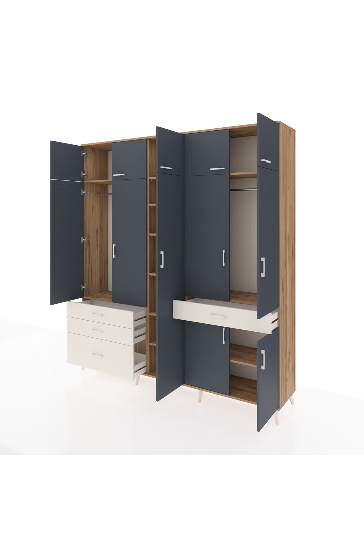 Hyperion Dolap 11 Raflı 4 Çekmeceli 2 Askılı 220x44x243 - S553M055V25B