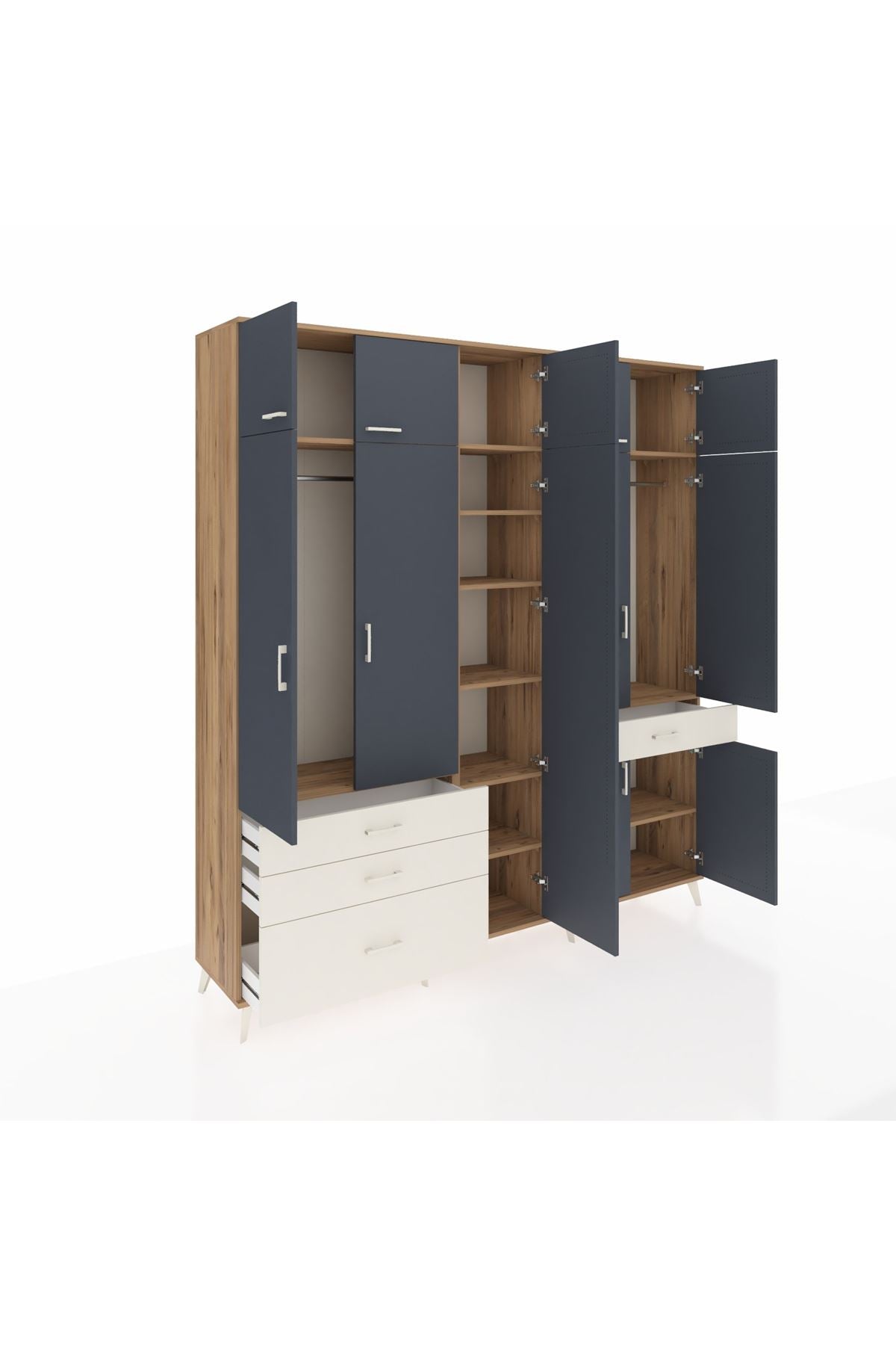 Hyperion Dolap 11 Raflı 4 Çekmeceli 2 Askılı 220x44x243 - S553M055V25B