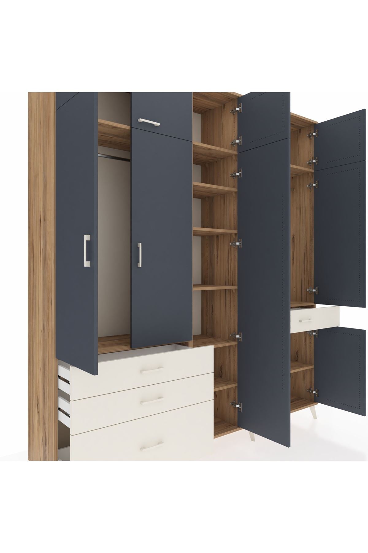 Hyperion Dolap 11 Raflı 4 Çekmeceli 2 Askılı 220x44x243 - S553M055V25B