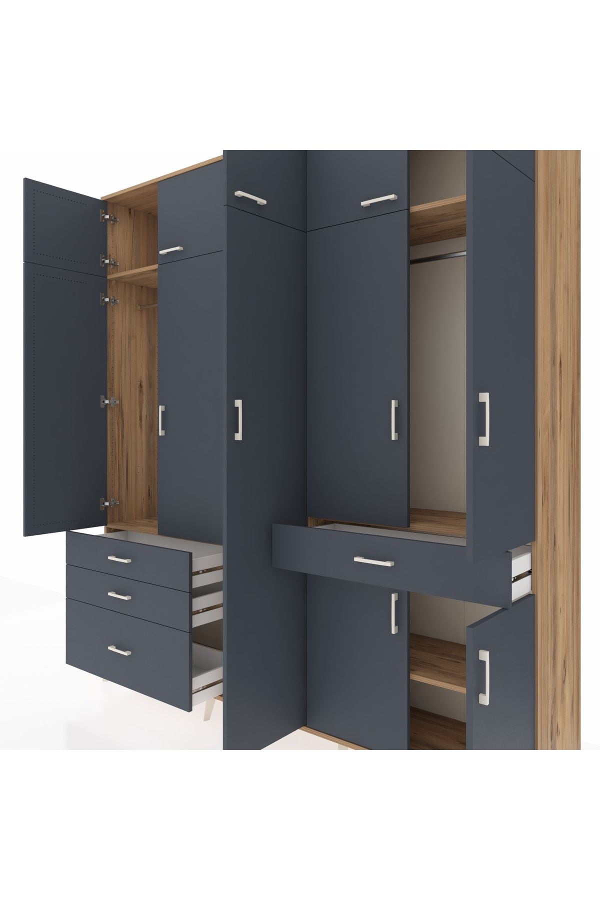 Hyperion Dolap 11 Raflı 4 Çekmeceli 2 Askılı 220x44x243 - S553M055V26B