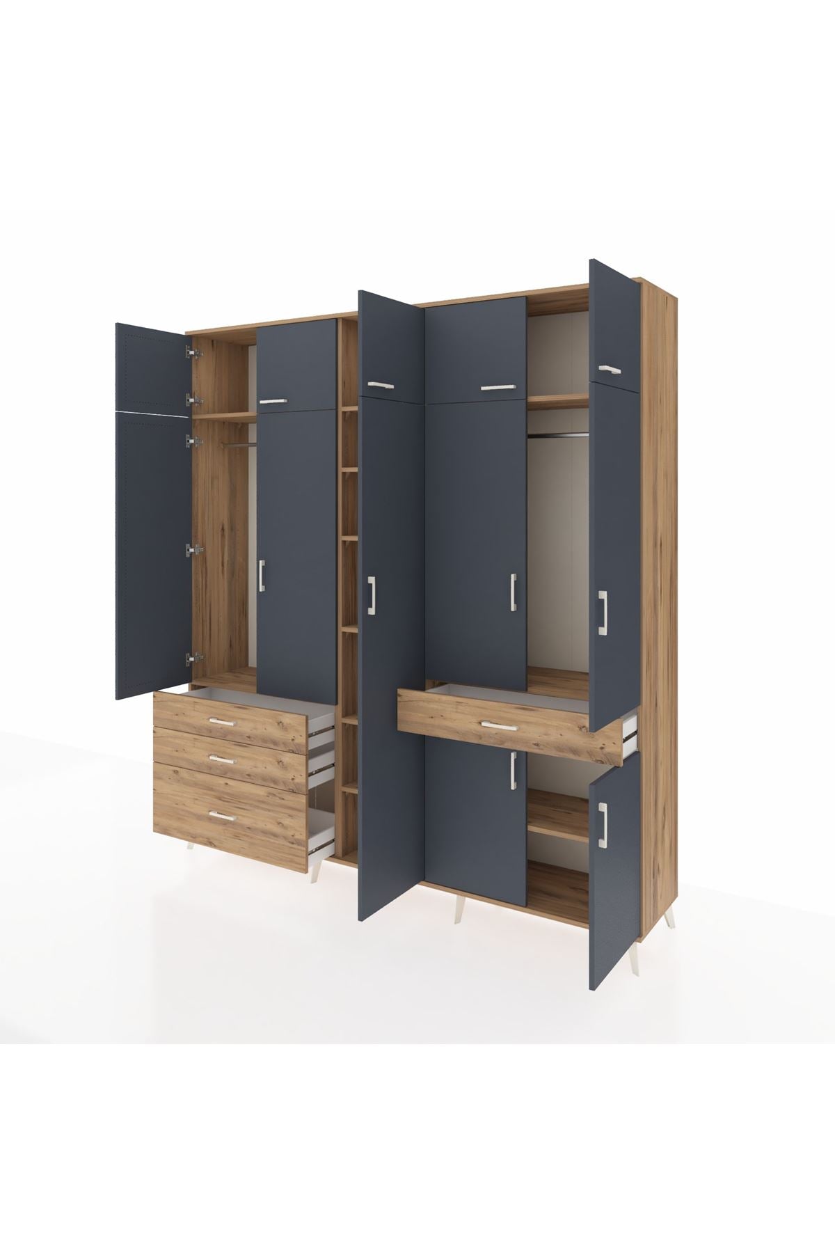 Hyperion Dolap 11 Raflı 4 Çekmeceli 2 Askılı 220x44x243 - S553M055V27B