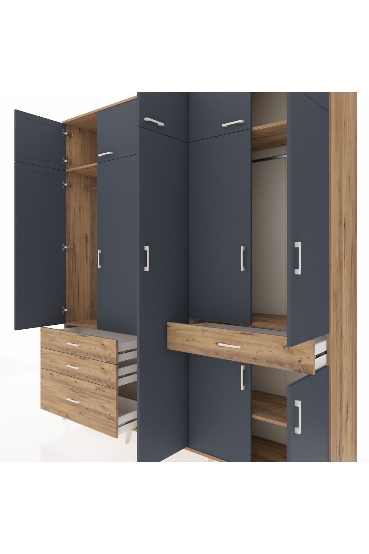 Hyperion Dolap 11 Raflı 4 Çekmeceli 2 Askılı 220x44x243 - S553M055V27B