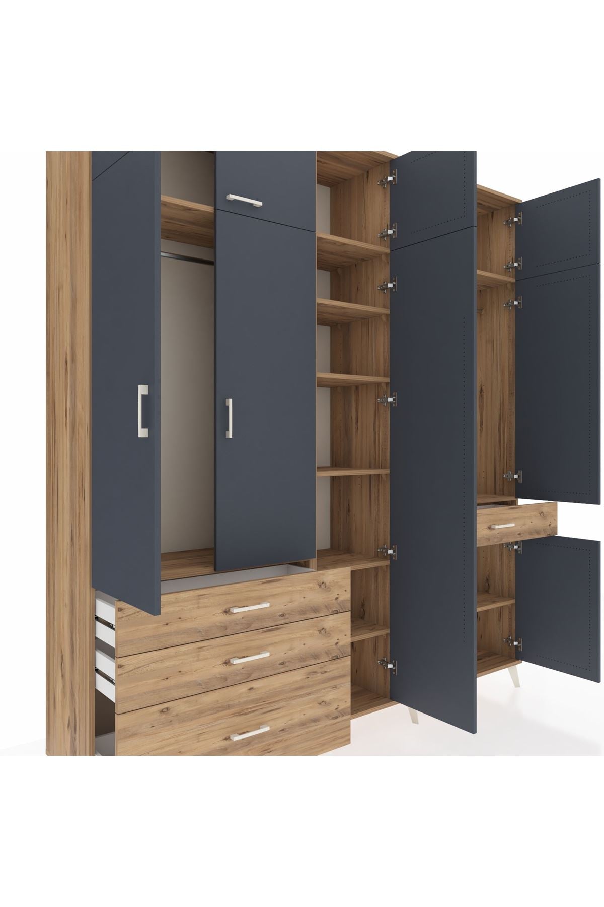 Hyperion Dolap 11 Raflı 4 Çekmeceli 2 Askılı 220x44x243 - S553M055V27B