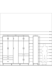 Hyperion Dolap 11 Raflı 4 Çekmeceli 2 Askılı 220x44x243 - S553M055V27B