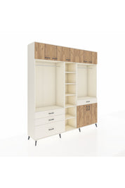 Hyperion Dolap 11 Raflı 4 Çekmeceli 2 Askılı 220x44x243 Aytaşı-Çam/Aytaşı