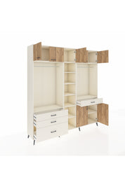 Hyperion Dolap 11 Raflı 4 Çekmeceli 2 Askılı 220x44x243 Aytaşı-Çam/Aytaşı