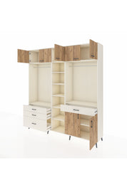 Hyperion Dolap 11 Raflı 4 Çekmeceli 2 Askılı 220x44x243 Aytaşı-Çam/Aytaşı